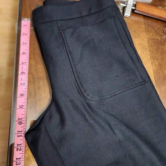 Loft Pants Womens 8 Black Wide Leg Crop Capri Knit Ponte Trouser Slacks Stretch - Picture 13 of 14